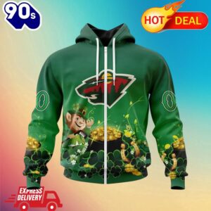 Zipper Hoodie NHL Minnesota Wild Special Design For St. Patrick's Day