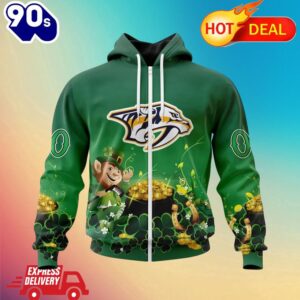 Zipper Hoodie NHL Nashville Predators Special Design For St. Patrick's Day