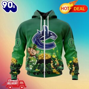 Zipper Hoodie NHL Vancouver Canucks Special Design For St. Patrick's Day