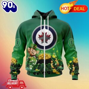 Zipper Hoodie NHL Winnipeg Jets Special Design For St. Patrick's Day