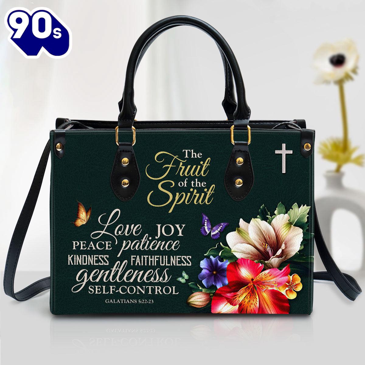 Zippered Flower Leather Handbag With Handle Galatians 522 Gift For Women Christmas Zippered Flower Leather Handbag With Handle Galatians 522 Gift For Women Christmas